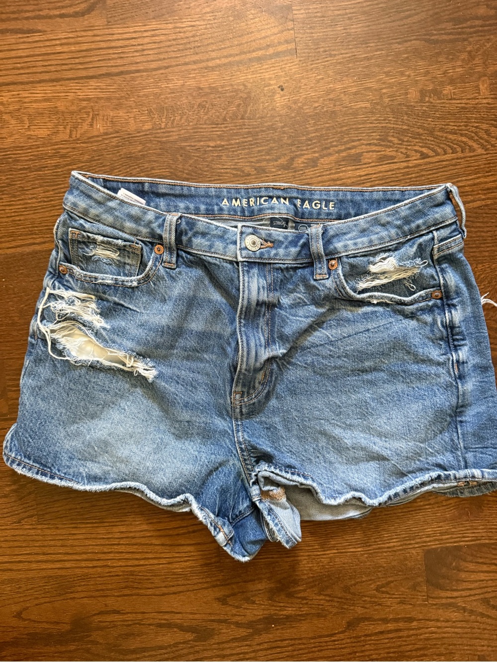 American Eagle Outfitters Light Blue Distressed Denim Shorts